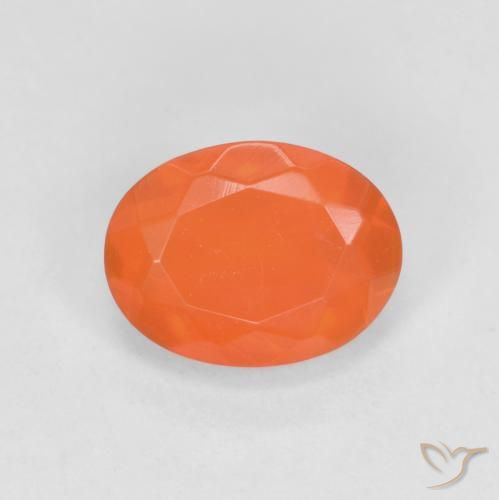 0.64ct Natürlicher tiefrötlich-orange Feueropal, Oval, Lichtdurchlässig