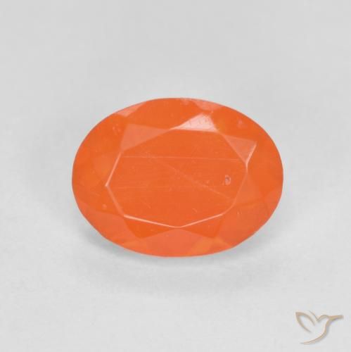 0.72ct Natürlicher Mittelorange Feueropal, Oval, Lichtdurchlässig