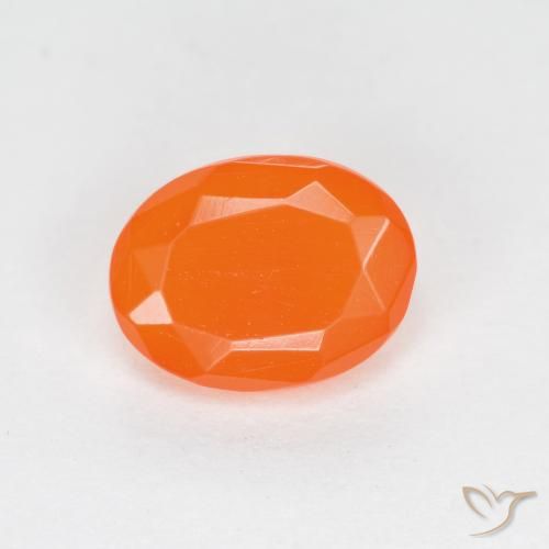 0.64ct Natürlicher rötlich-orange Feueropal, Oval, Lichtdurchlässig