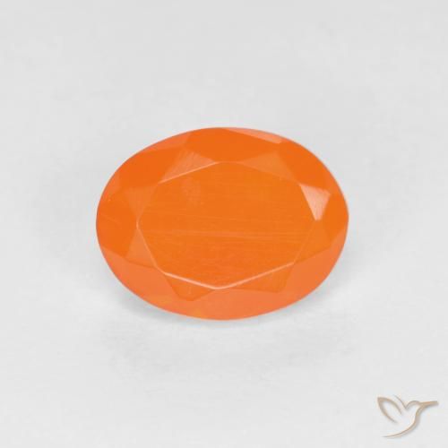 0.76ct Natürlicher Intensives Orange Feueropal, Oval, Lichtdurchlässig