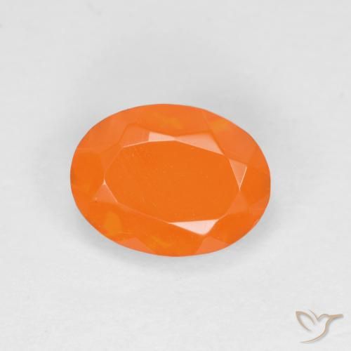 0.61ct Natürlicher Intensives Orange Feueropal, Oval, Lichtdurchlässig