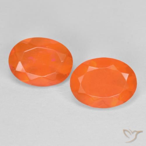 1,23 ct natürliche orangefarbener Feueropal-Edelsteine, Oval Schliff, Lichtdurchlässig