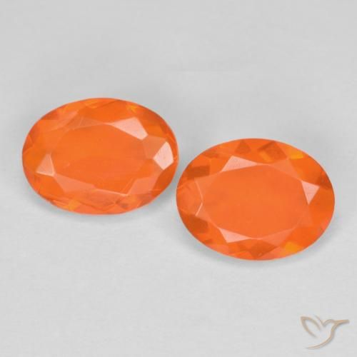 1,12 ct natürliche orangefarbener Feueropal-Edelsteine, Oval Schliff, Lichtdurchlässig