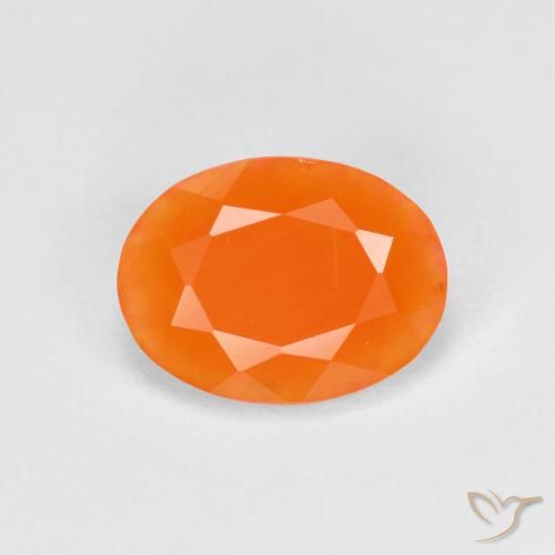 0,68 ctw natürlicher orangefarbener Feueropal, Oval Schliff, Lichtdurchlässig