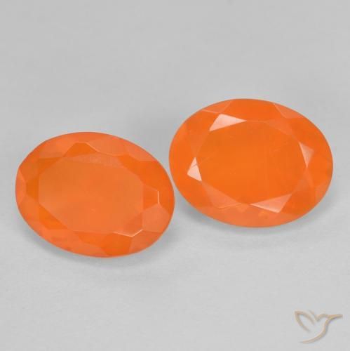 1,37 ct natürliche orangefarbener Feueropal-Edelsteine, Oval Schliff, Transparent