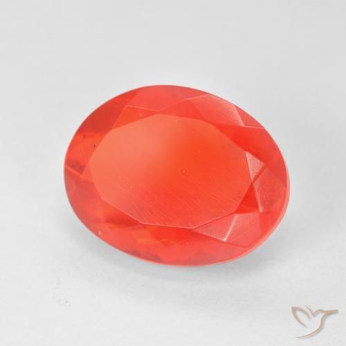 9,17 ctw natürlicher Leuchtendes Purpurrot-Orange Feueropal, Oval, Transparent