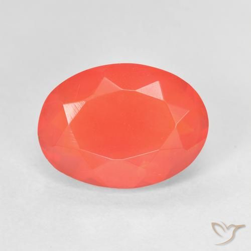 1.74ct Natürlicher Mittelrot Feueropal, Oval, Transparent