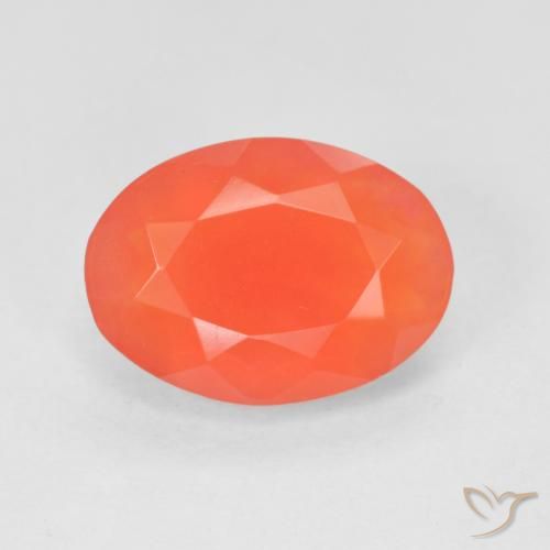 1.92ct Natürlicher Leuchtendes Purpurrot-Orange Feueropal, Oval, Transparent