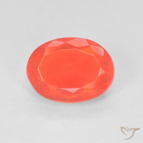 1.84ct Natürlicher Intensives Rot-Orange Feueropal, Oval, Transparent