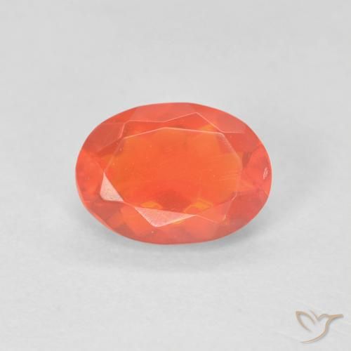0.57ct Natürlicher tiefrötlich-orange Feueropal, Oval, Transparent