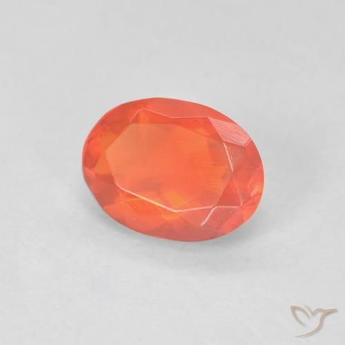 9,17 ctw natürlicher tiefrötlich-orange Feueropal, Oval, Transparent