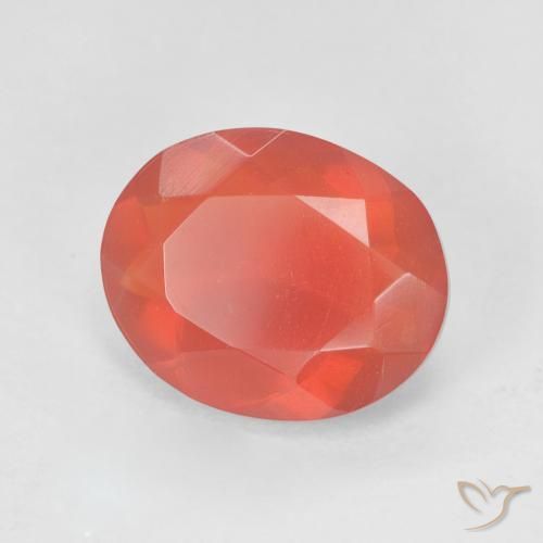 9,17 ctw natürlicher Mittelrot Feueropal, Oval, Transparent