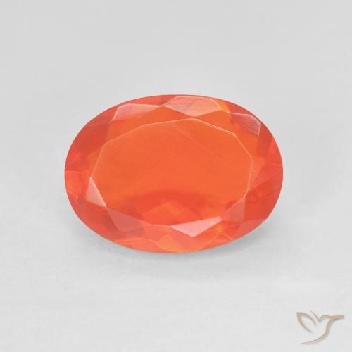 9,17 ctw natürlicher Leuchtendes Purpurrot-Orange Feueropal, Oval Schliff, Transparent