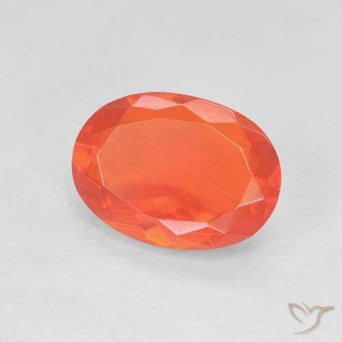 9,17 ctw natürlicher Leuchtendes Purpurrot-Orange Feueropal, Oval Schliff, Transparent