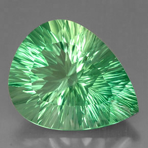 37,71 ctw natürlicher grüner Fluorit, Birnenform, VVS