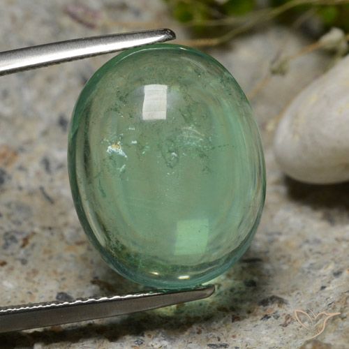 15.94ct Natürlicher Kühles Grün Fluorit, Oval, Transparent
