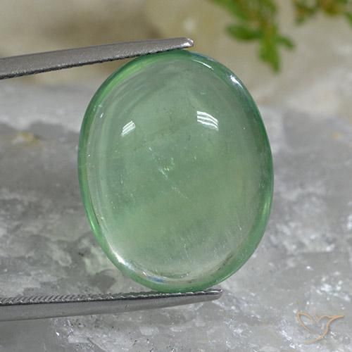 24.65ct Natürlicher hellgrün Fluorit, Oval, Transparent