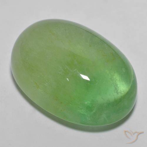 36.25ct Natürlicher Blasses Birnengrün Fluorit, Oval, Lichtdurchlässig