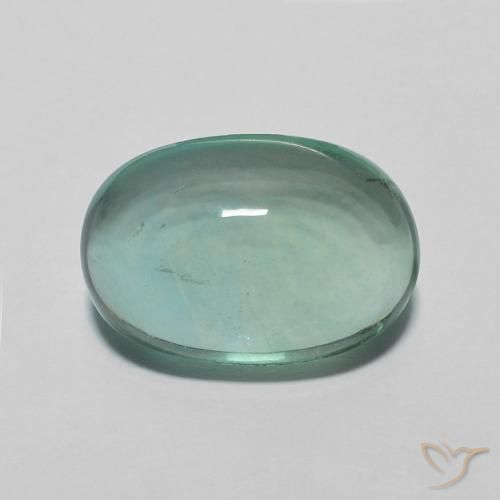 5.09ct Natürlicher Bläulich-grün Fluorit, Oval, Transparent