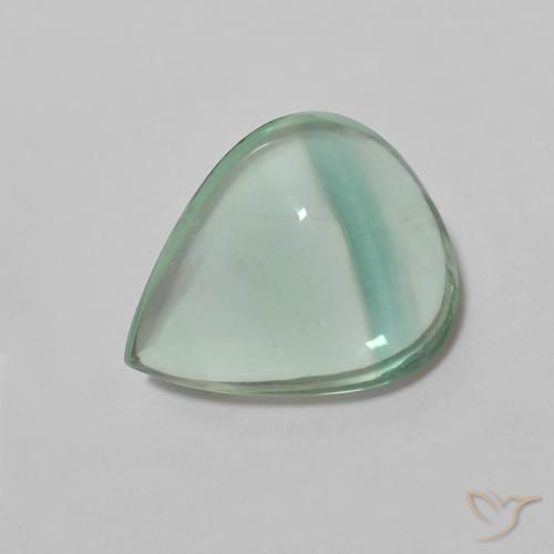 9,17 ctw natürlicher Blau-grün Fluorit, Birnenform, Transparent