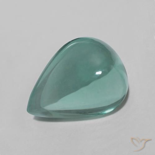 9,17 ctw natürlicher grünlich-blau Fluorit, Birnenform, Transparent
