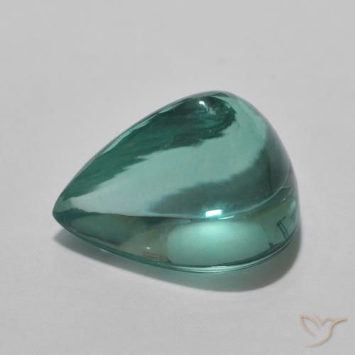 9,17 ctw natürlicher grünlich-blau Fluorit, Birnenform, Transparent
