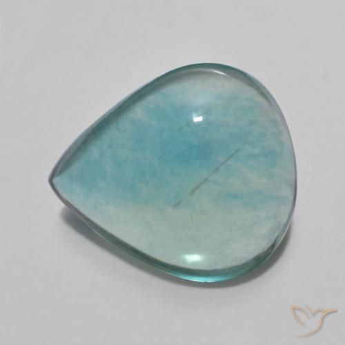 9,17 ctw natürlicher Blau-grün Fluorit, Birnenform, Transparent