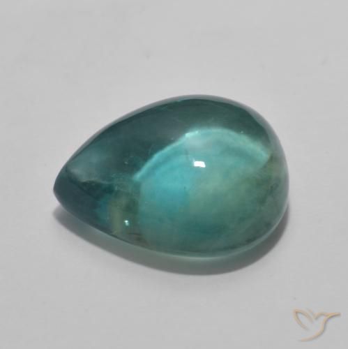9,17 ctw natürlicher Blau-grün Fluorit, Birnenform, Transparent