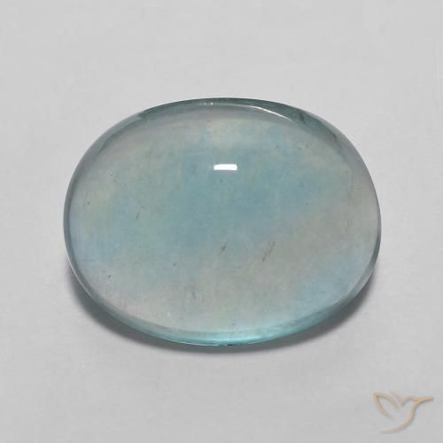 3.98ct Natürlicher Sehr helles Blaugrün Fluorit, Oval, Transparent