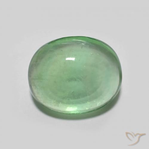 5.26ct Natürlicher Warmes Grün Fluorit, Oval, Transparent