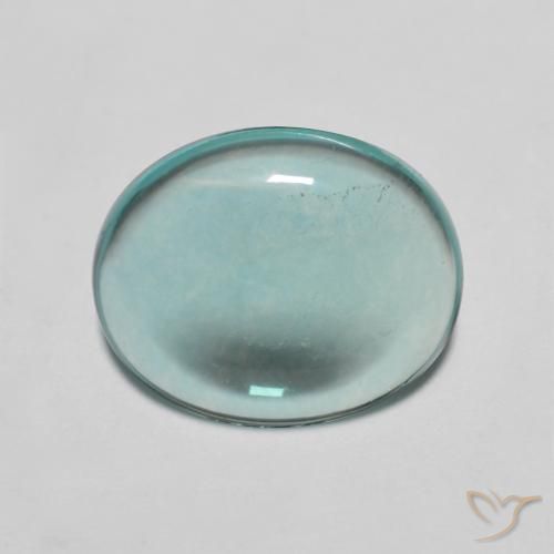 3.08ct Natürlicher Bläulich-grün Fluorit, Oval, Transparent