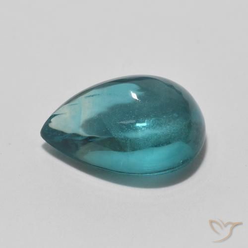 9,17 ctw natürlicher Medium Dark Blue-Green Fluorit, Birnenform, Transparent