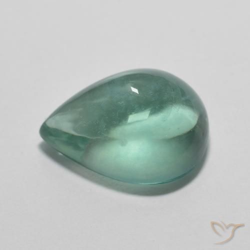 9,17 ctw natürlicher Blau-grün Fluorit, Birnenform, Transparent