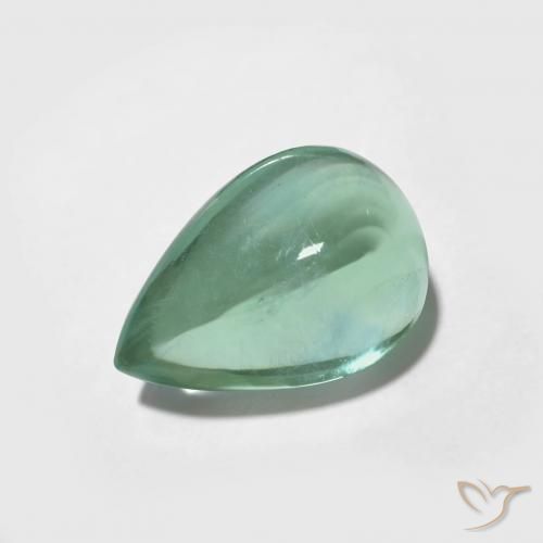 9,17 ctw natürlicher Blau-grün Fluorit, Birnenform, Transparent