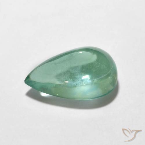 9,17 ctw natürlicher Blau-grün Fluorit, Birnenform, Transparent