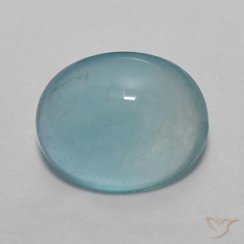 4.43ct Natürlicher Mittelblaues Grün Fluorit, Oval, Transparent