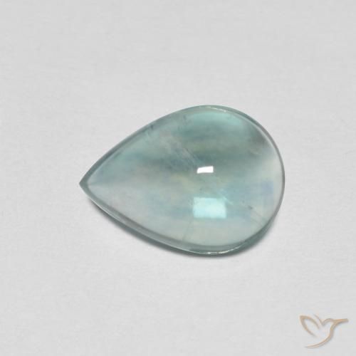 2.28ct Natürlicher Sehr helles Blaugrün Fluorit, Birnenform, Transparent