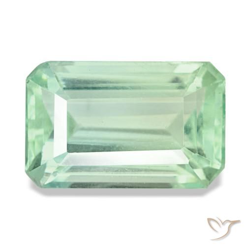 7.92ct Grüner Fluorit, Smaragdschliff, VS