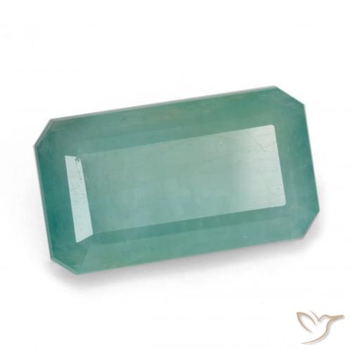 7.33ct Natürlicher hellgrün-blau Grandidierit, Smaragdschliff, SI-I1