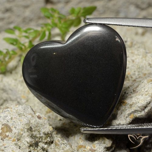 22.98ct Natürlicher Schwarz-Grau Hematit, Herz, Lichtundurchlässig
