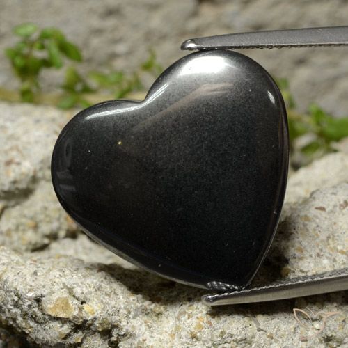 23.41ct Natürlicher Schwarz-Grau Hematit, Herz, Lichtundurchlässig