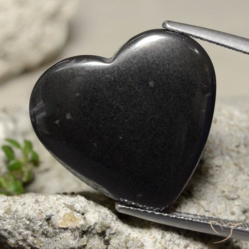 23.99ct Natürlicher dunkelgrau Hematit, Herz, Lichtundurchlässig