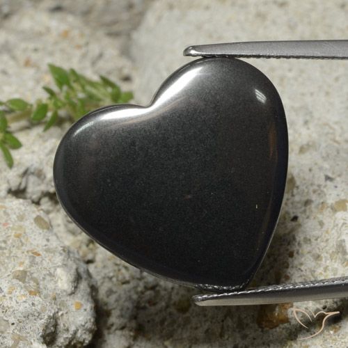 23.25ct Natürlicher dunkelgrau Hematit, Herz, Lichtundurchlässig