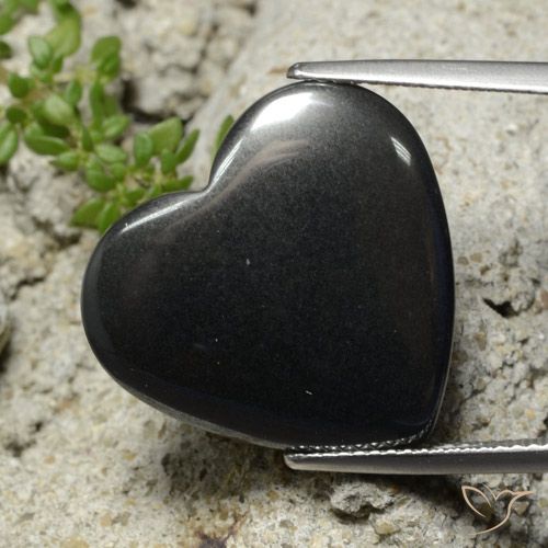 23.58ct Natürlicher Schwarz-Grau Hematit, Herz, Lichtundurchlässig
