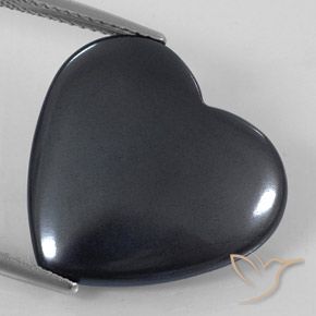 22.83ct Natürlicher Schwarz-Grau Hematit, Herz, Lichtundurchlässig