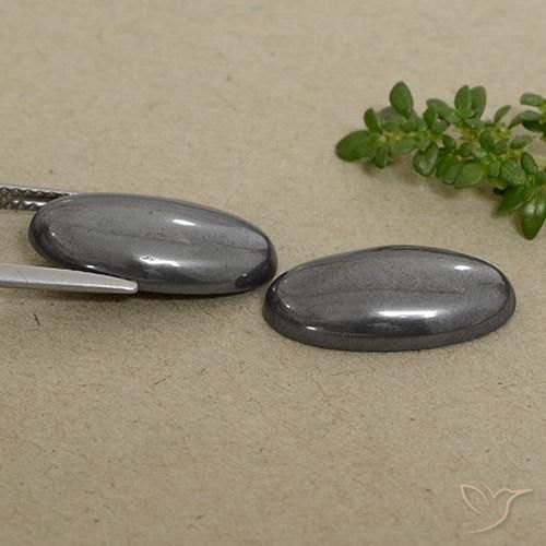 19.31 ct natürliche dunkelgrau Hematit-Edelsteine, Oval, Lichtundurchlässig