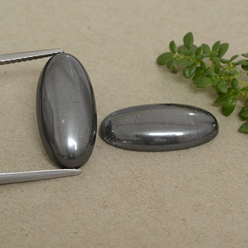 18.46 ct natürliche dunkelgrau Hematit-Edelsteine, Oval Schliff, Lichtundurchlässig