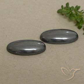 18.06 ct natürliche Schwarz-Grau Hematit-Edelsteine, Oval, Lichtundurchlässig