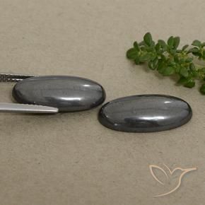 18.06 ct natürliche Schwarz-Grau Hematit-Edelsteine, Oval, Lichtundurchlässig