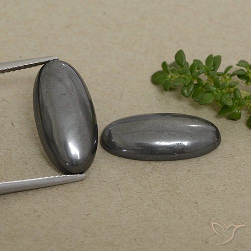 18.34ctw Natürlicher Schwarz-Grau Hematit, Oval, Lichtundurchlässig